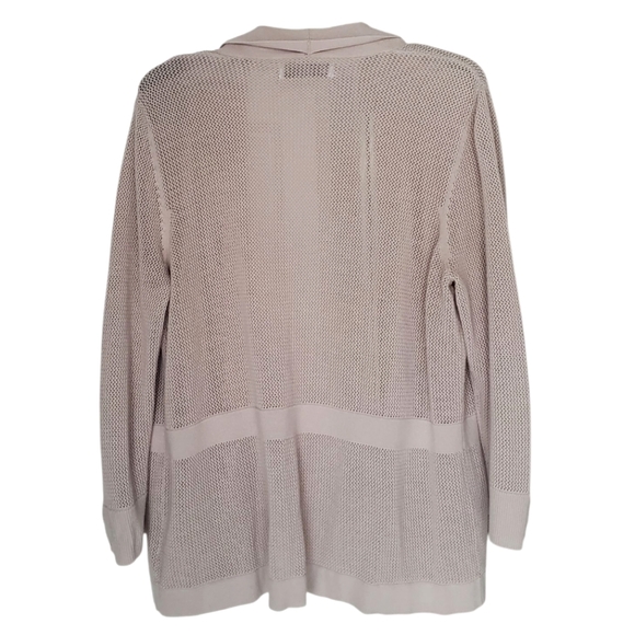 Kasper Open Front Open Weave Taupe Cardigan - XL - Picture 3 of 4